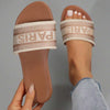 Women's Alphabet Fashion Sandals Leather Flat Sandals Summer Beach Sandals